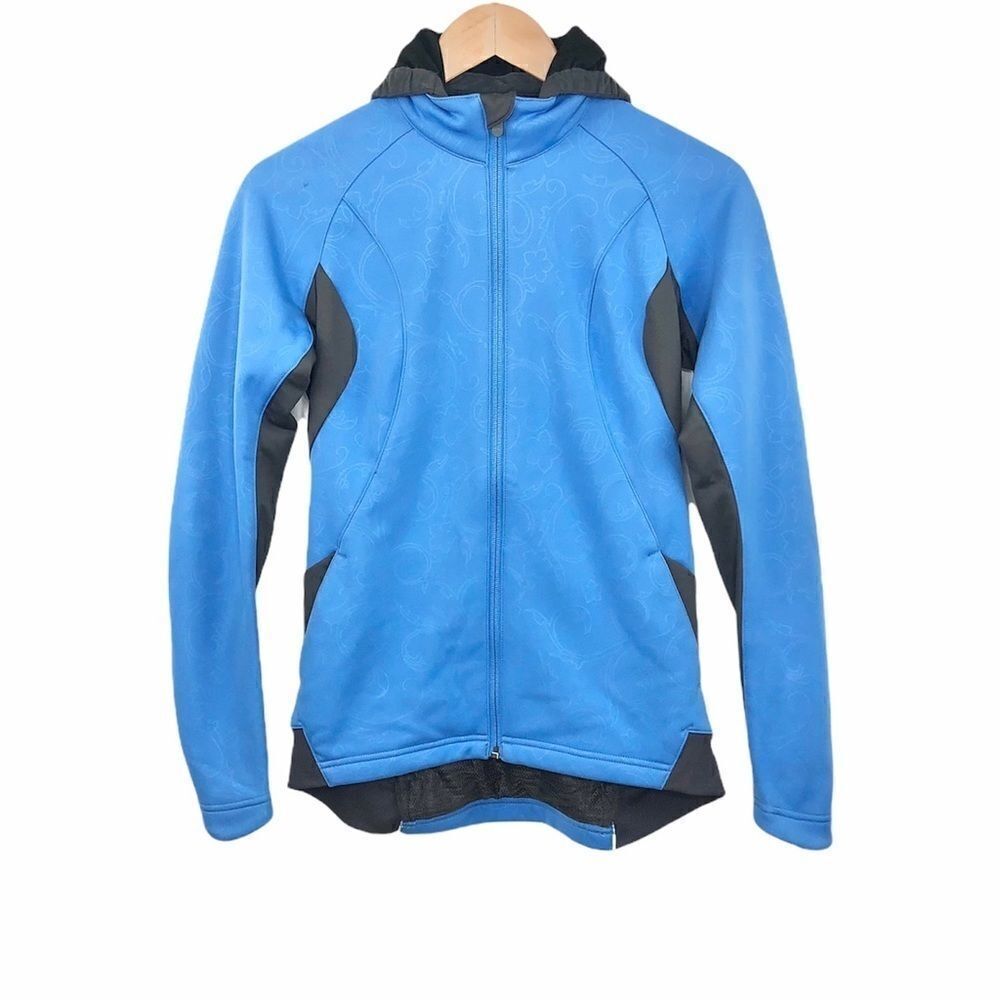 REI Novara Women’s Blue Gray Zip Pockets Reflective Cycling Jacket Size XS